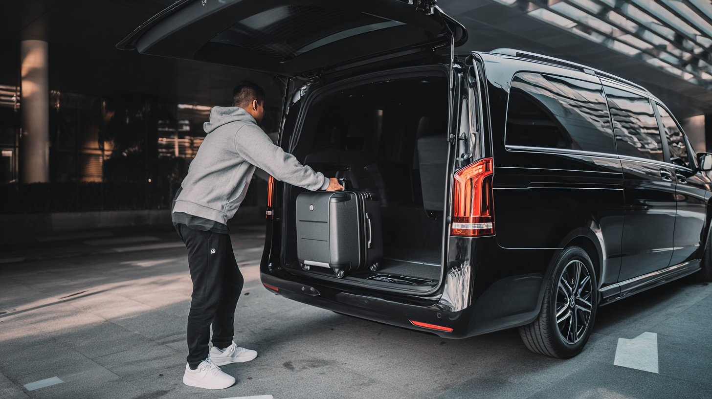 Man die koffers inlaadt in Luxe taxi